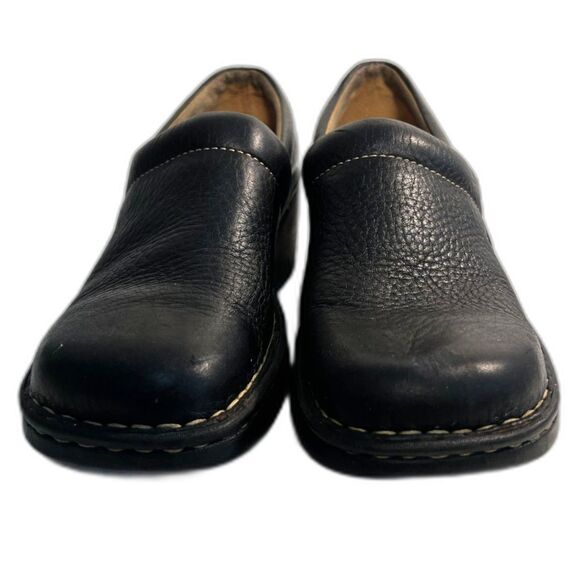BOC Born Shoes Women's Clog Black Leather Slip-on Wedge Heel SZ 8-1/2 - Picture 2 of 6
